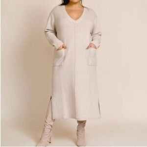 11 HONORÉ women’s NOLA LONG SLEEVE MIDI SWEATER DRESS IN OATMEAL